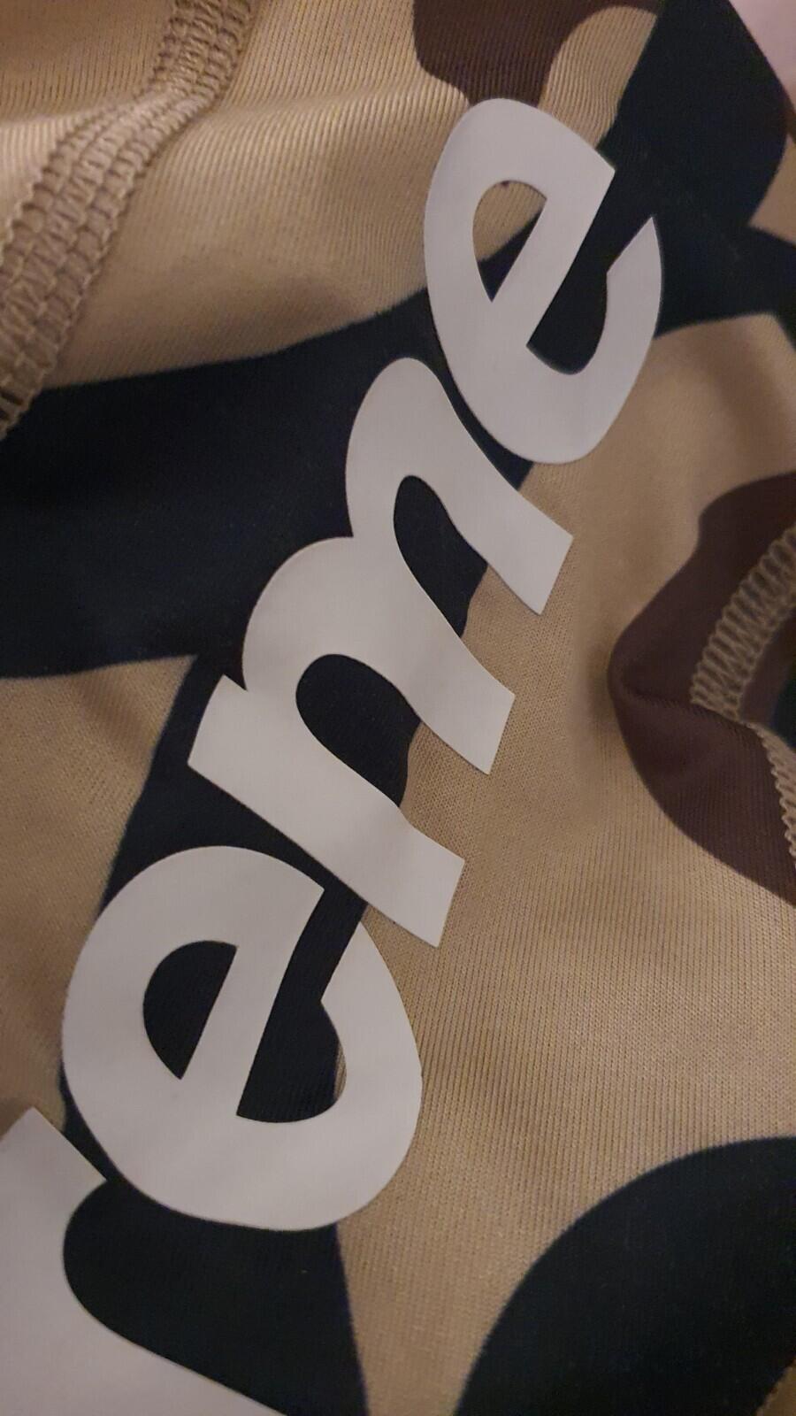 FW17 Supreme Tribal Camo Balaclava tan big logo lightweight camouflage