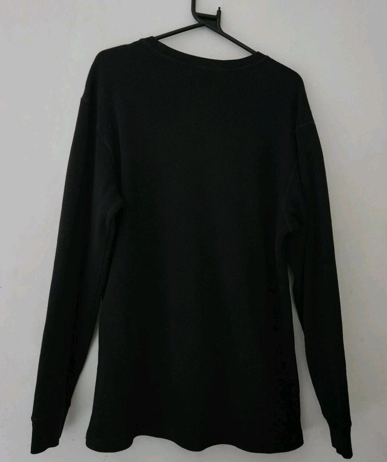 FW18 Supreme Panel Stripe Waffle Thermal Crewneck Black Size M