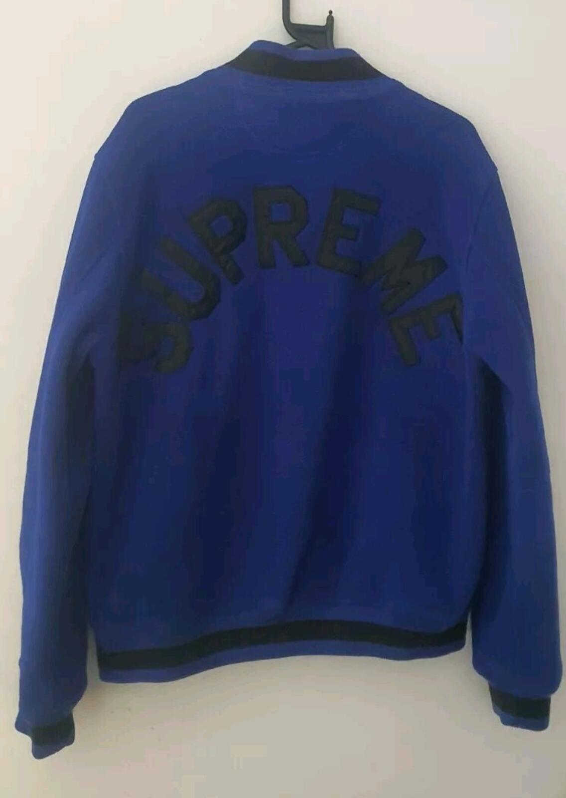 FW14 Supreme Polartec Varsity Jacket Blue Size L