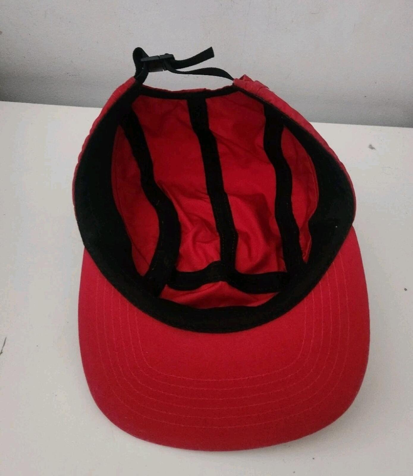 FW18 Supreme Side Panel Camp Cap red big logo hat made in USA