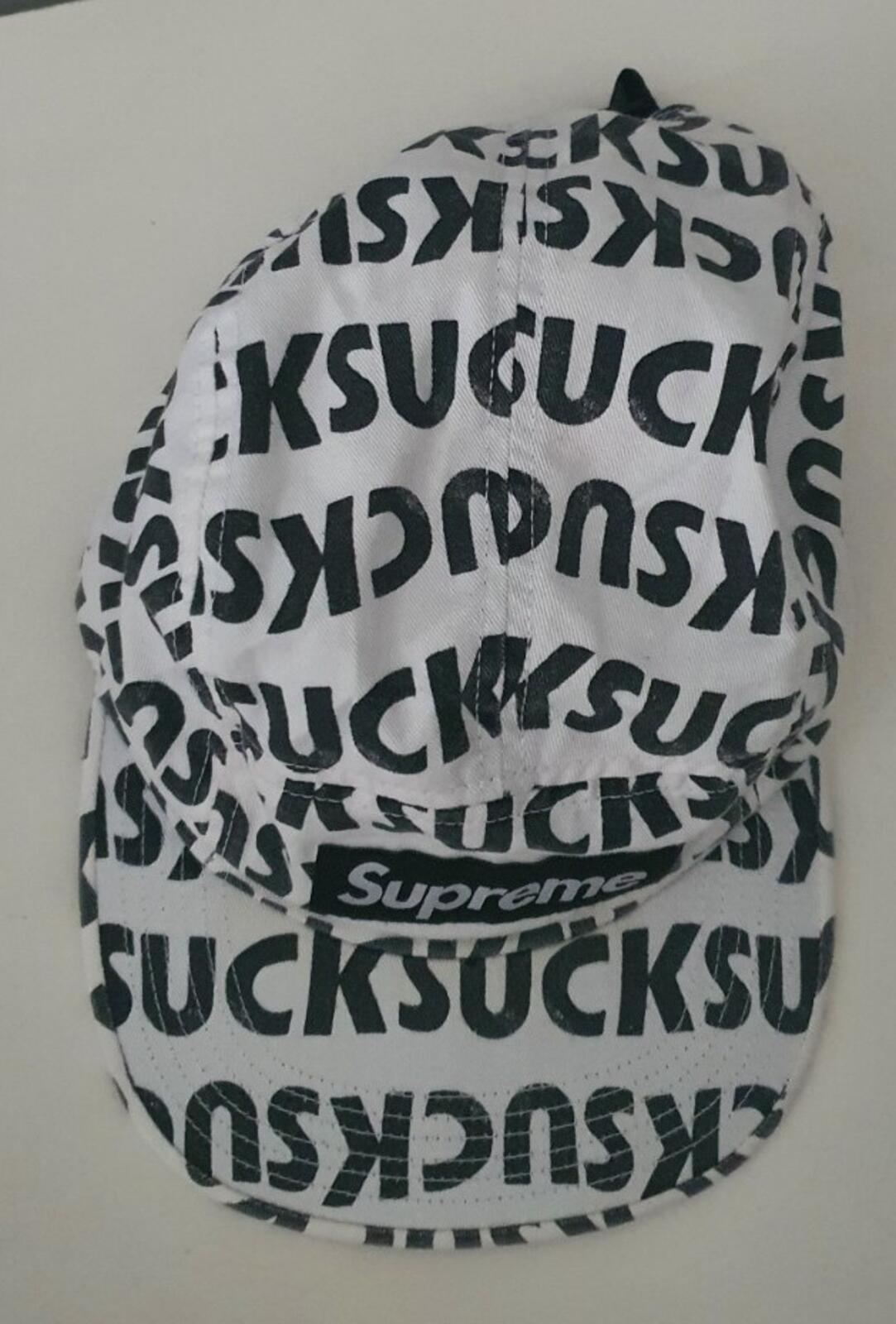 FW16 Supreme Suck camp cap white hat