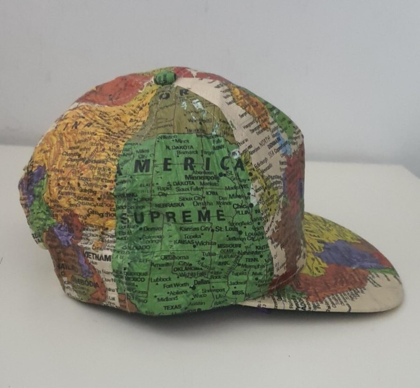 SS12 Supreme World Map 5-panel cap vintage Multicolour Hat 2012 Atlas Very rare