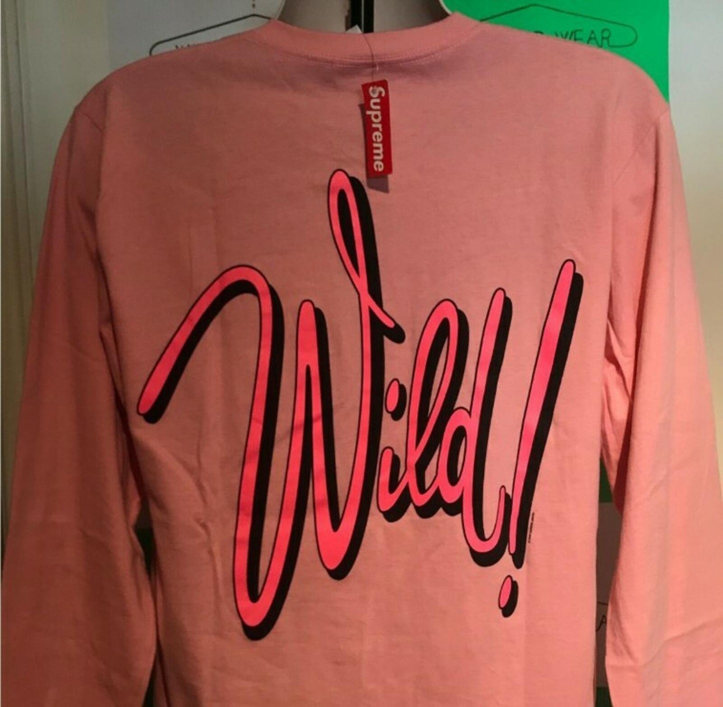 SS16 Supreme Wild L/S Tee pink Long sleeve size L large T-shirt New With Tag Top