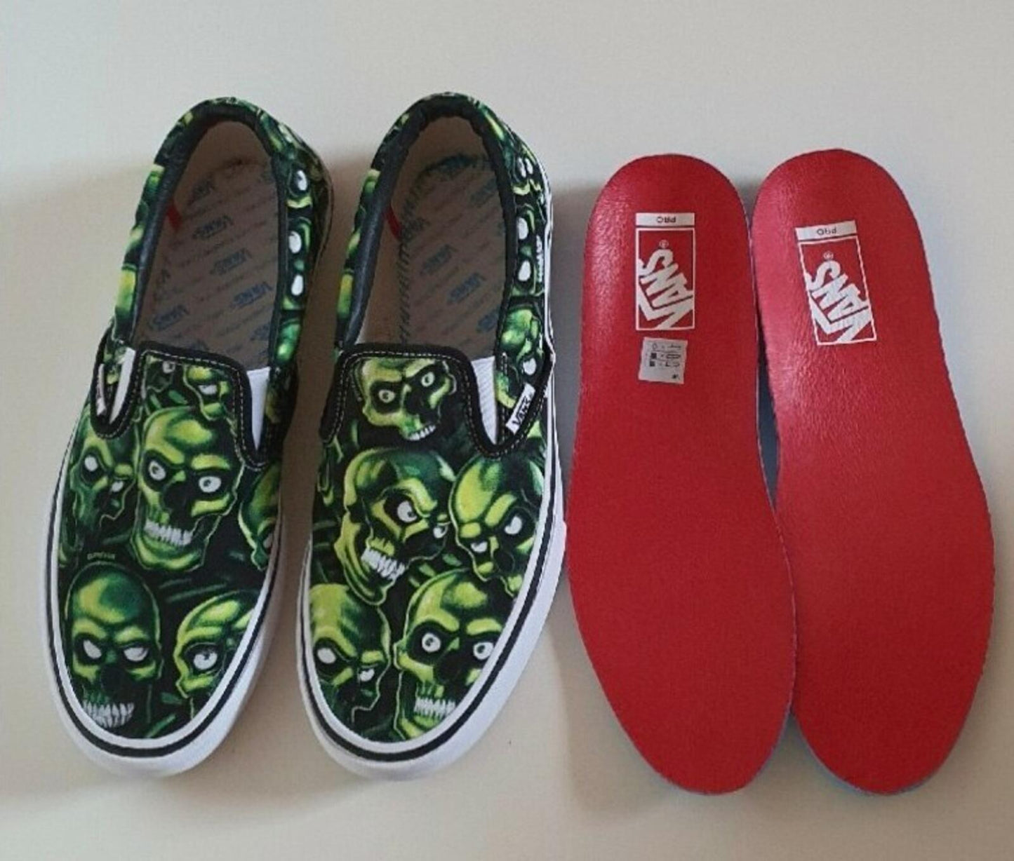 SS18 Supreme x Vans Skull Pile Slip-On Pro US 8 UK 7 EU 40.5 Glow in the dark