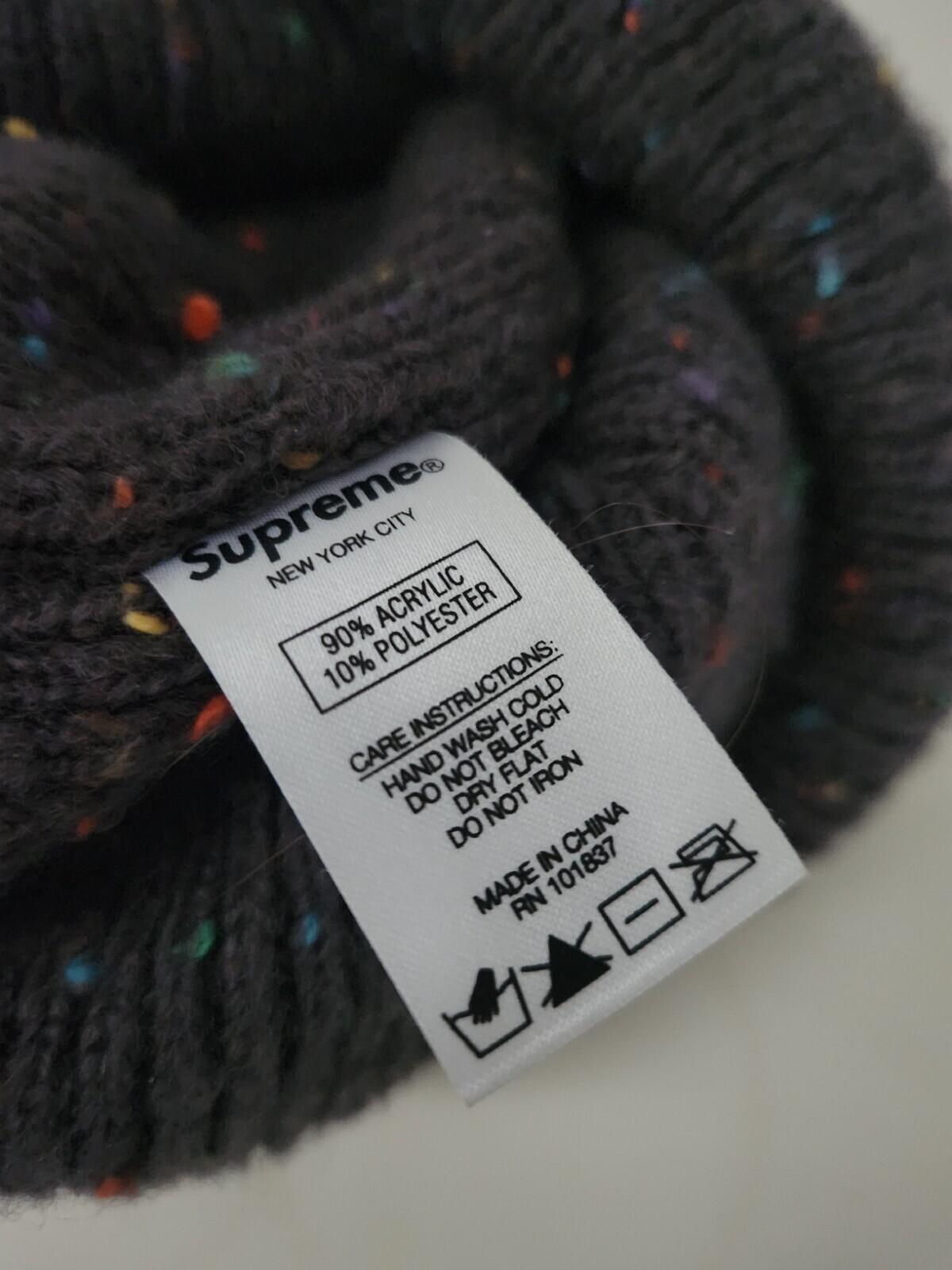 FW19 Supreme Stripe Speckle beanie Black Grey Hat