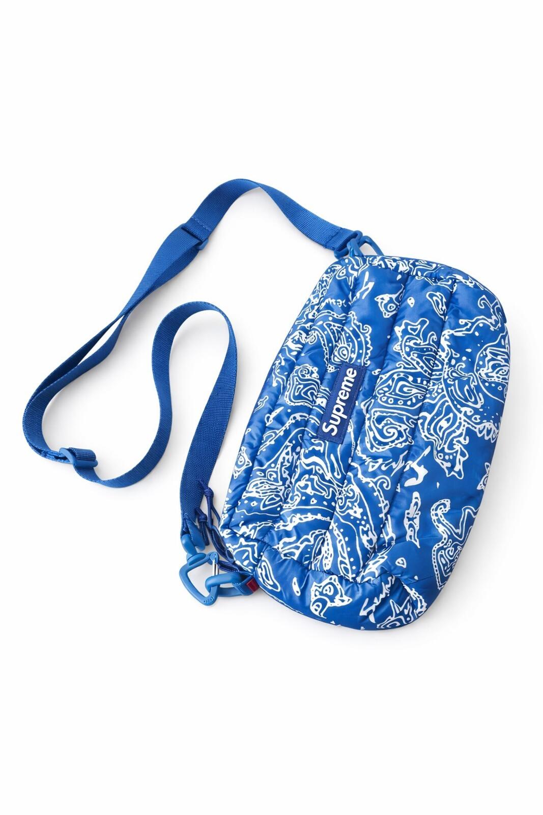 FW22 Supreme Puffer Side Bag Shoulder Blue Paisley Water Resistant