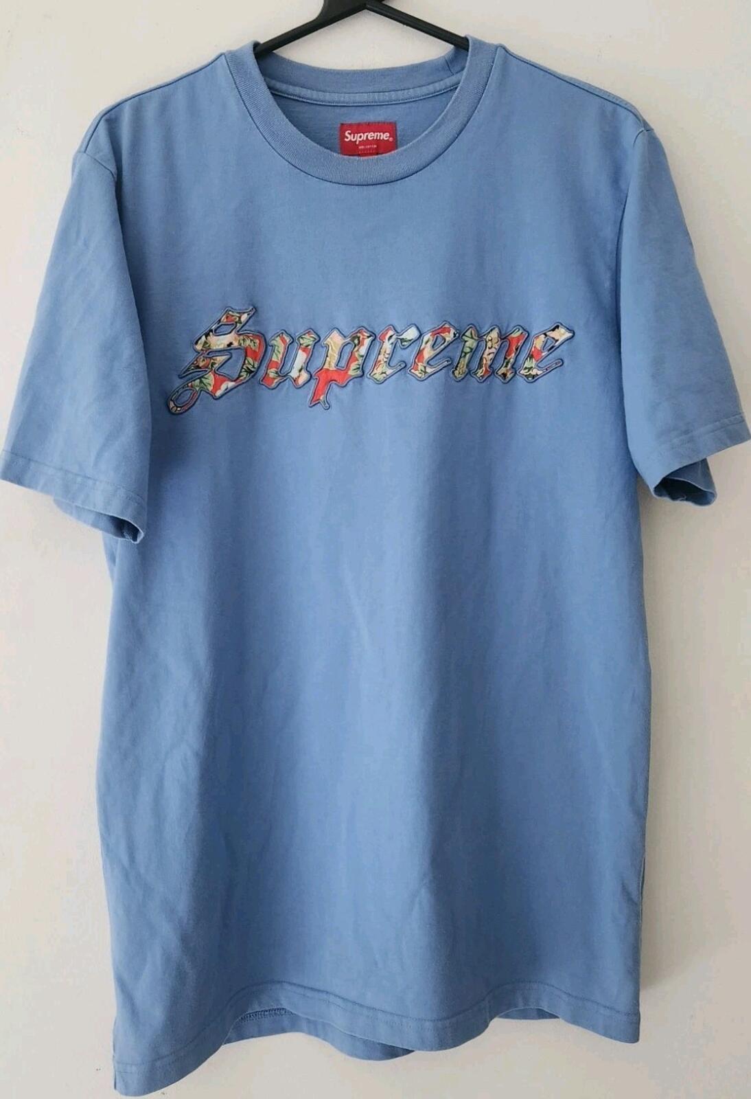 SS21 Supreme Floral Appliqué S/S Top T-Shirt Größe M Medium Hellblaues T-Shirt