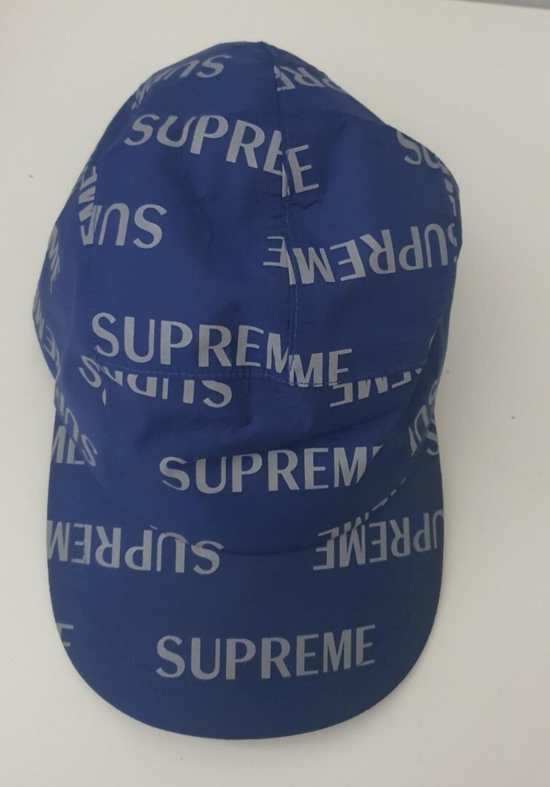 FW16 Supreme 3M Reflective Repeat Camp Cap Blau Hut Box Logo Wasserabweisend