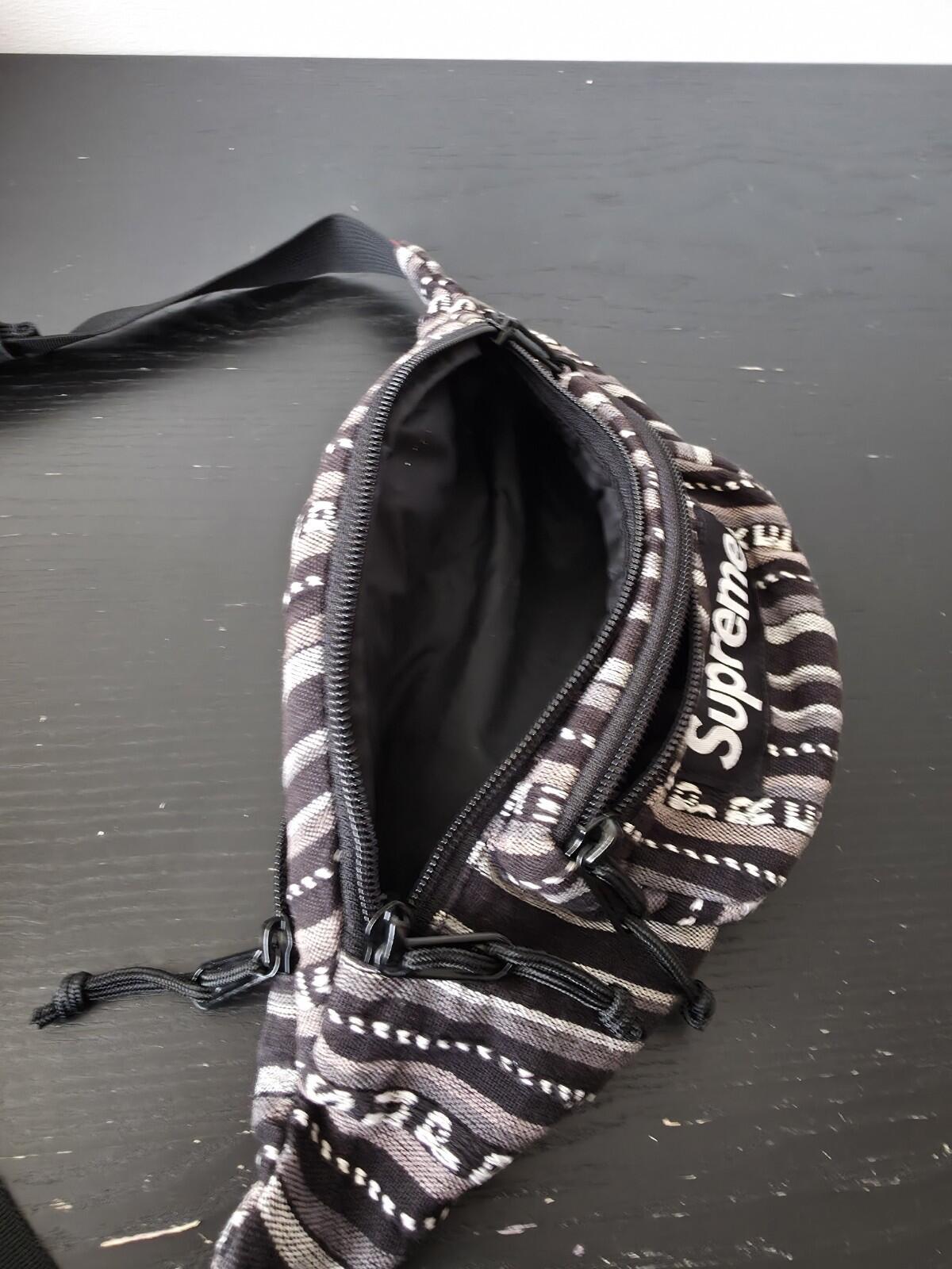 SS20 Supreme Woven Stripe Waist Bag Black