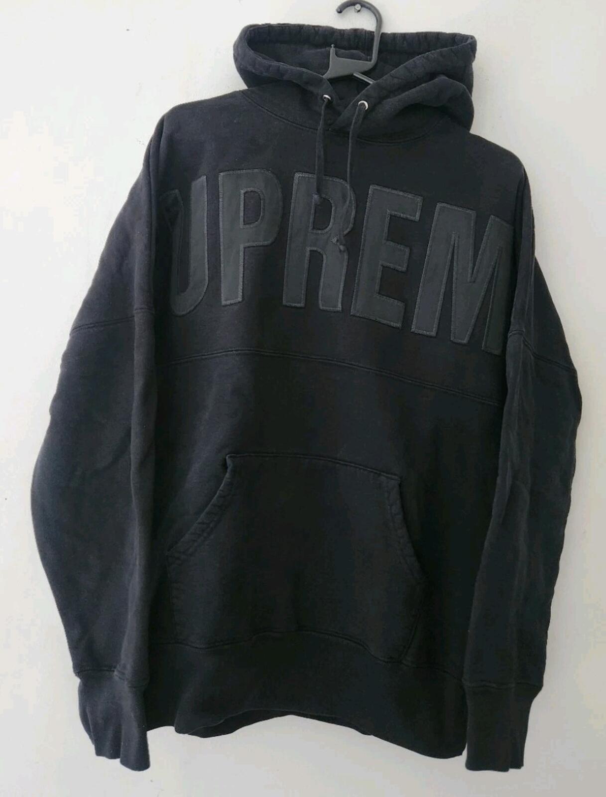FW14 Supreme Banner black hooded sweatshirt size M medium hoodie Rare Pullover