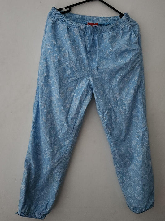 SS18 Supreme Bandana Track Pant Light Blue Pantalones Talla S Pequeña Pantalón de Nylon