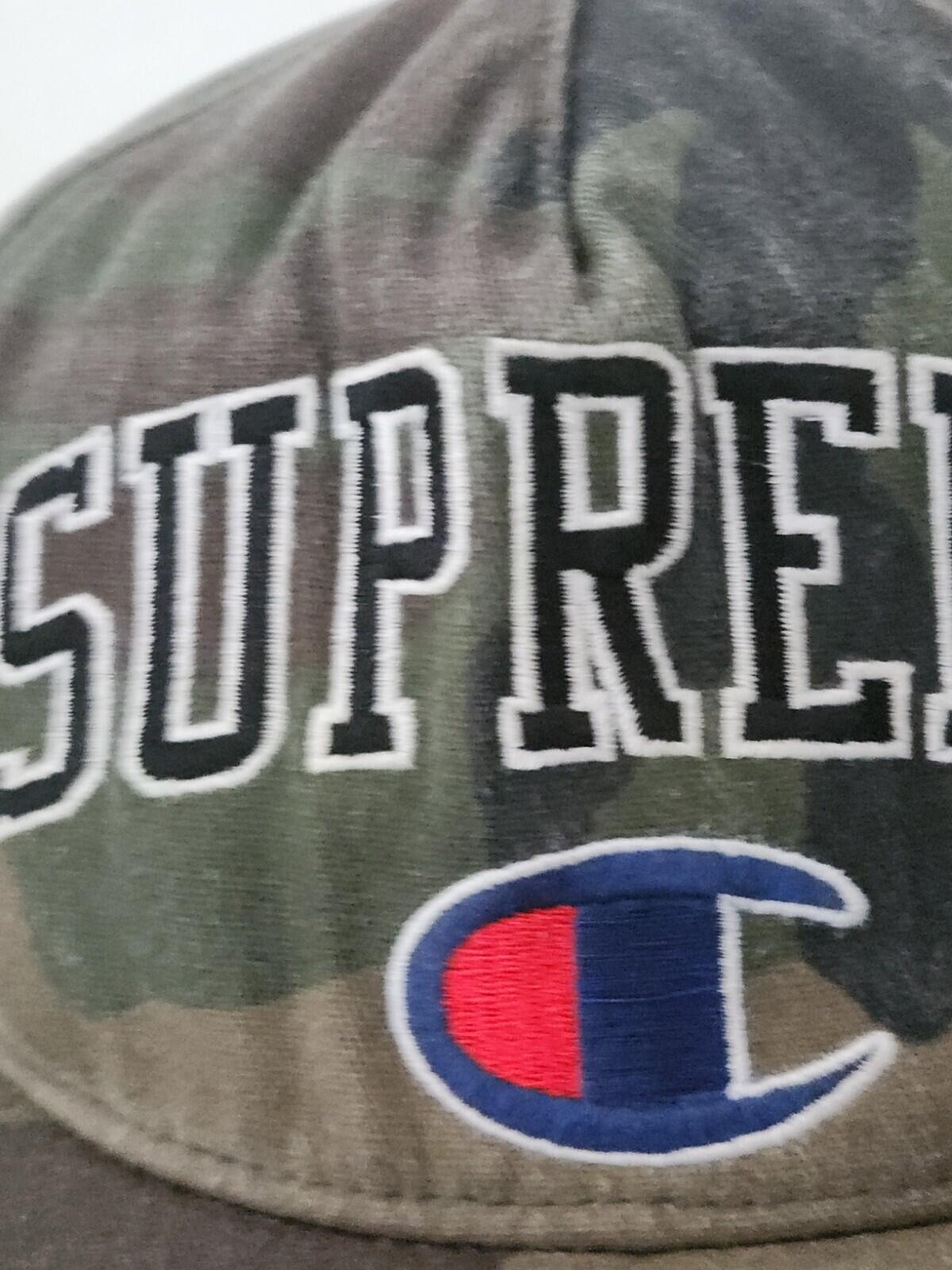Gorra con diseño de camuflaje de 5 paneles con logotipo bordado Supreme x Champion FW14 Vintage 2014