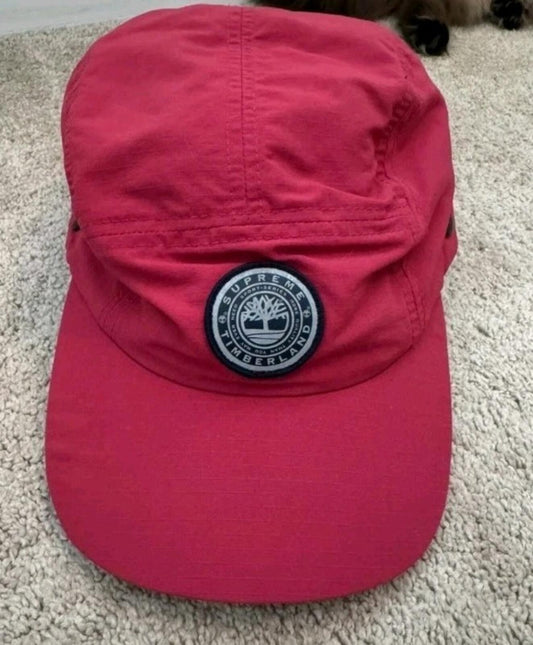 Gorra Supreme x Timberland 2 en 1 con orejeras FW21, burdeos, resistente al agua, forro polar