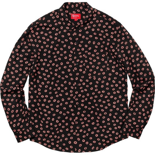 Camisa de rayón negra Supreme Flowers SS18 Talla M