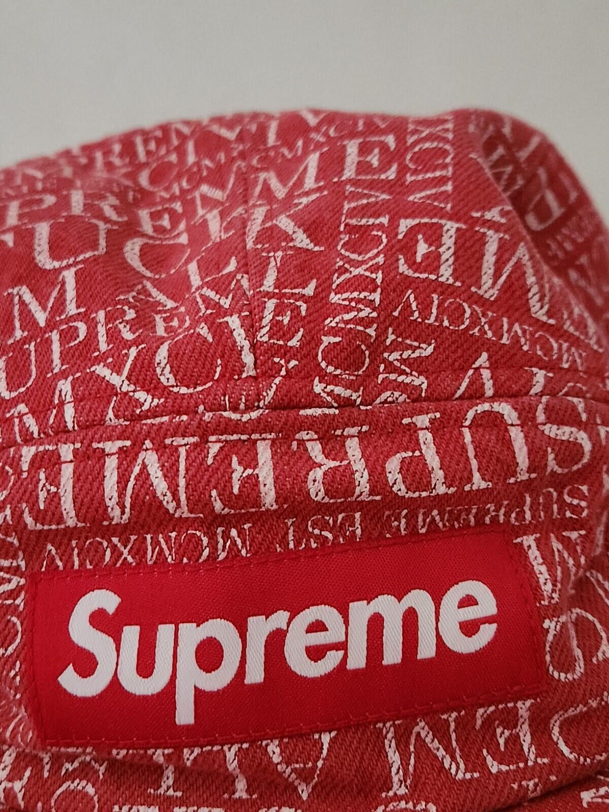 FW15 Supreme F UCK EM' ALL denim camp cap Red hat box logo