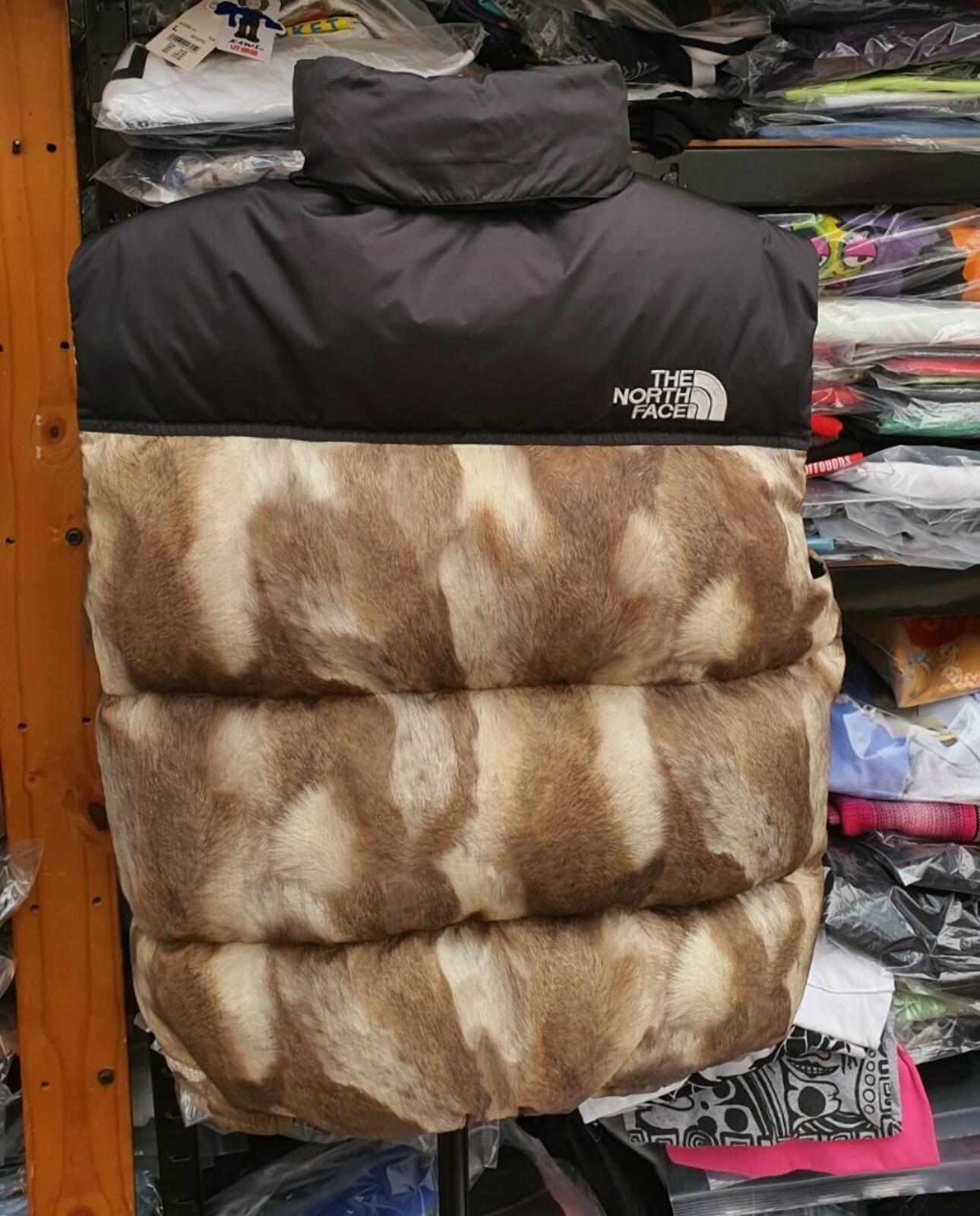FW13 Supreme x The North Face Fur Nuptse Vest Jacket 700 Fill Goose Down Size L