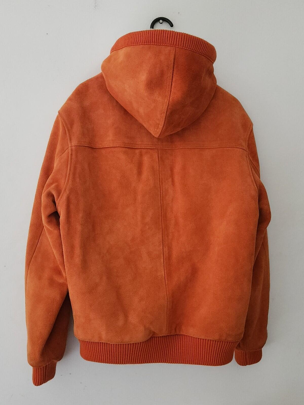FW17 Supreme hooded suede Orange work jacket $588 Size M medium lambskin leather