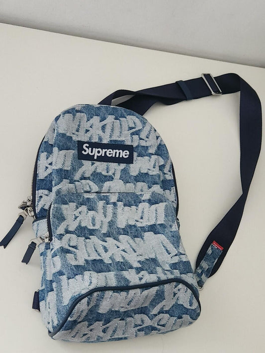 Bandolera de mezclilla con diseño jacquard de punta gruesa Supreme SS22, azul, riñonera de hombro, 5L