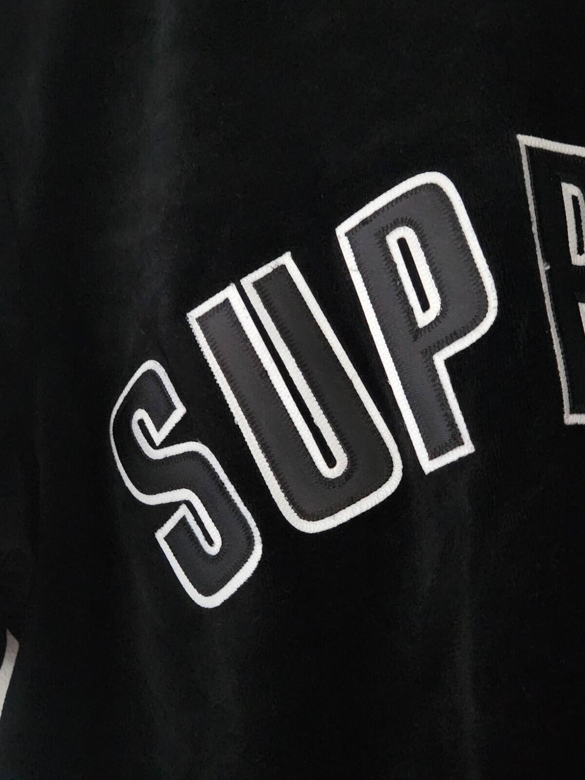 FW16 Supreme Velour Baseball Top size M Medium Black Jersey Tee T-shirt