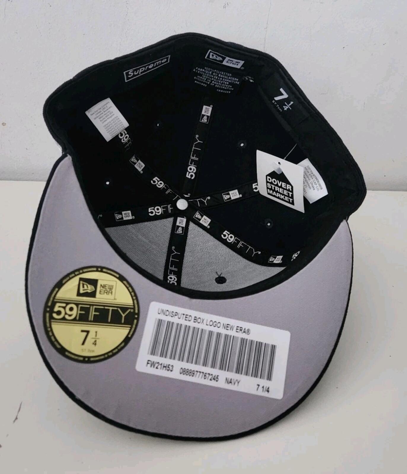 FW21 Supreme Undisputed Box Logo New Era Größe 7 1/4 Marineblau Cap Mütze Snapback Neu