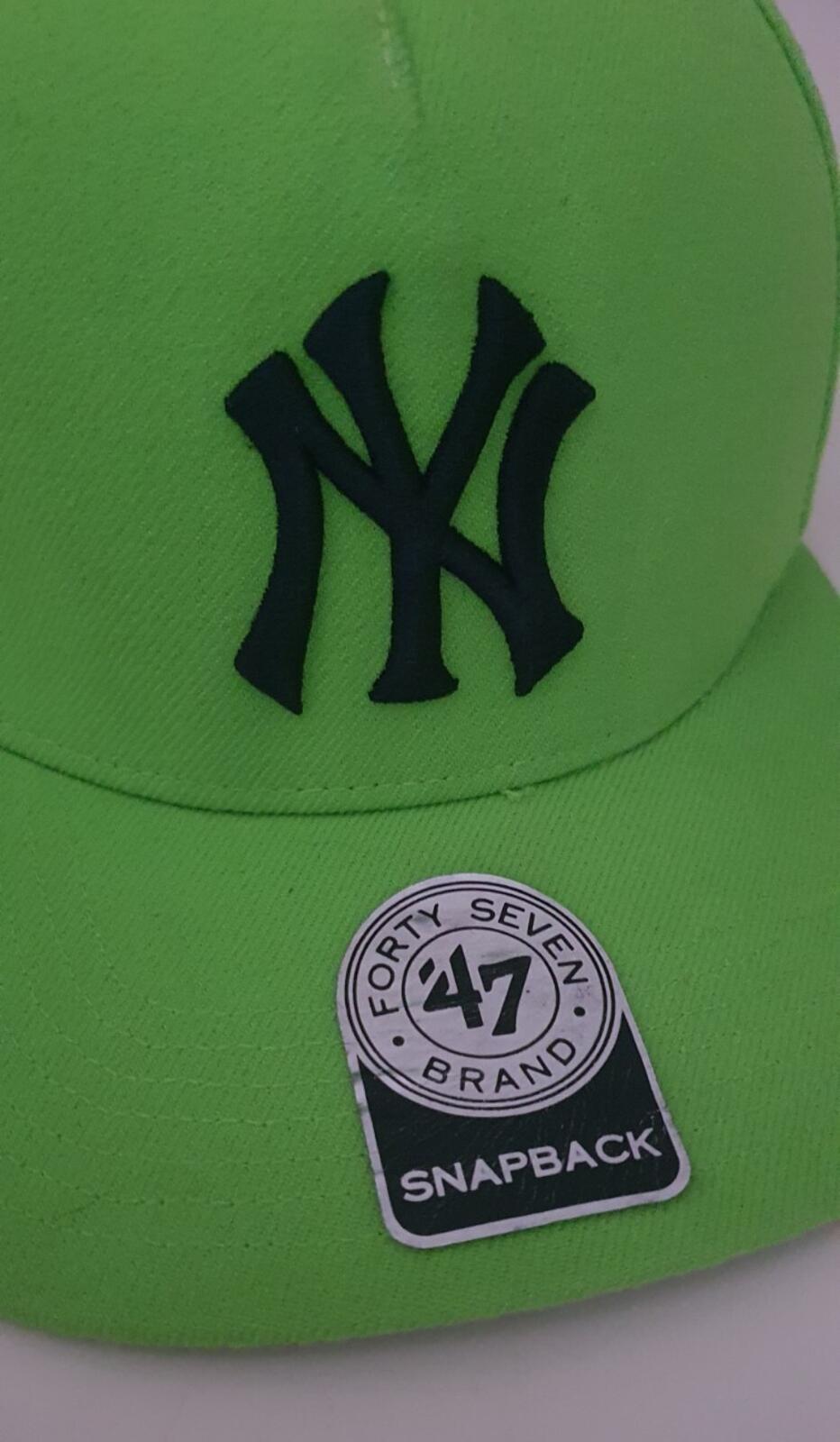SS15 Supreme x Yankees x 47 brand lime green 5-panel cap Rare Baseball Hat