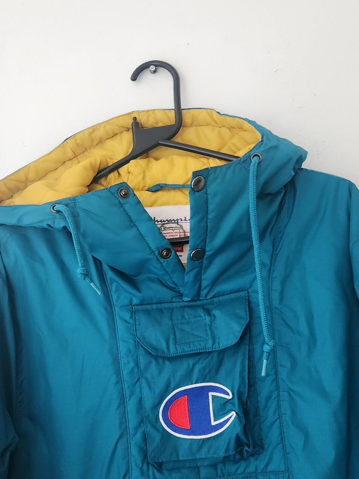 SS18 Supreme x Champion Pullover L Large Teal Jacket Nylon