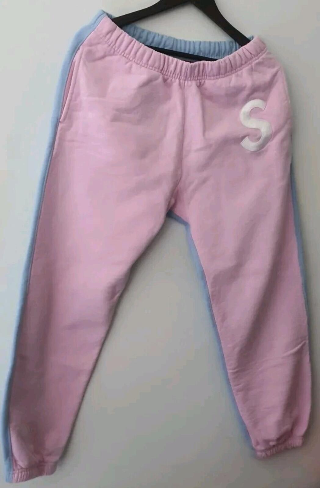 FW21 Supreme S Logo Split sweatpant pants size S Small Light Blue Pink