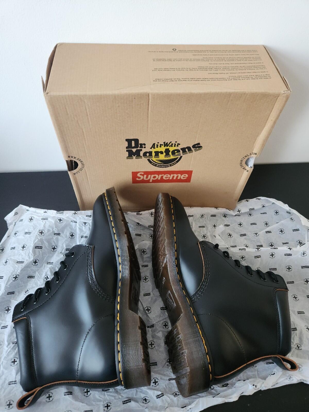FW15 Supreme x Dr. Martens 6-Eye Boots Black UK 10 EU 45 US 11 Leather