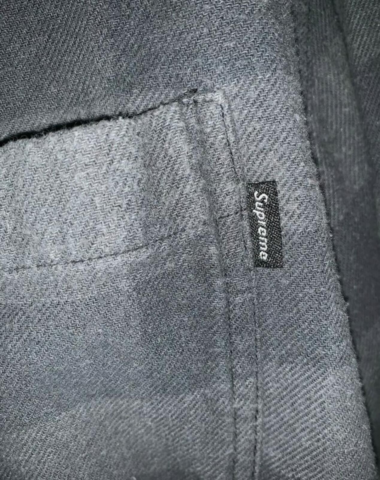 FW17 Supreme Hooded Buffalo Flannel Plaid Shirt Grey Size L
