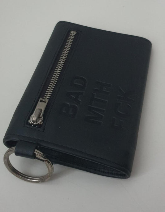A.P.C. BAD MTH FCK Leather wallet black Chain holder Rare APC Accessory