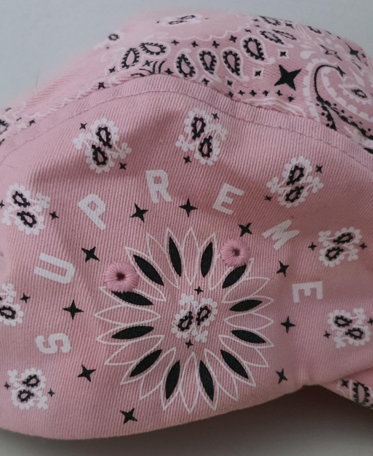 SS21 Supreme Bandana camp cap pink hat cotton