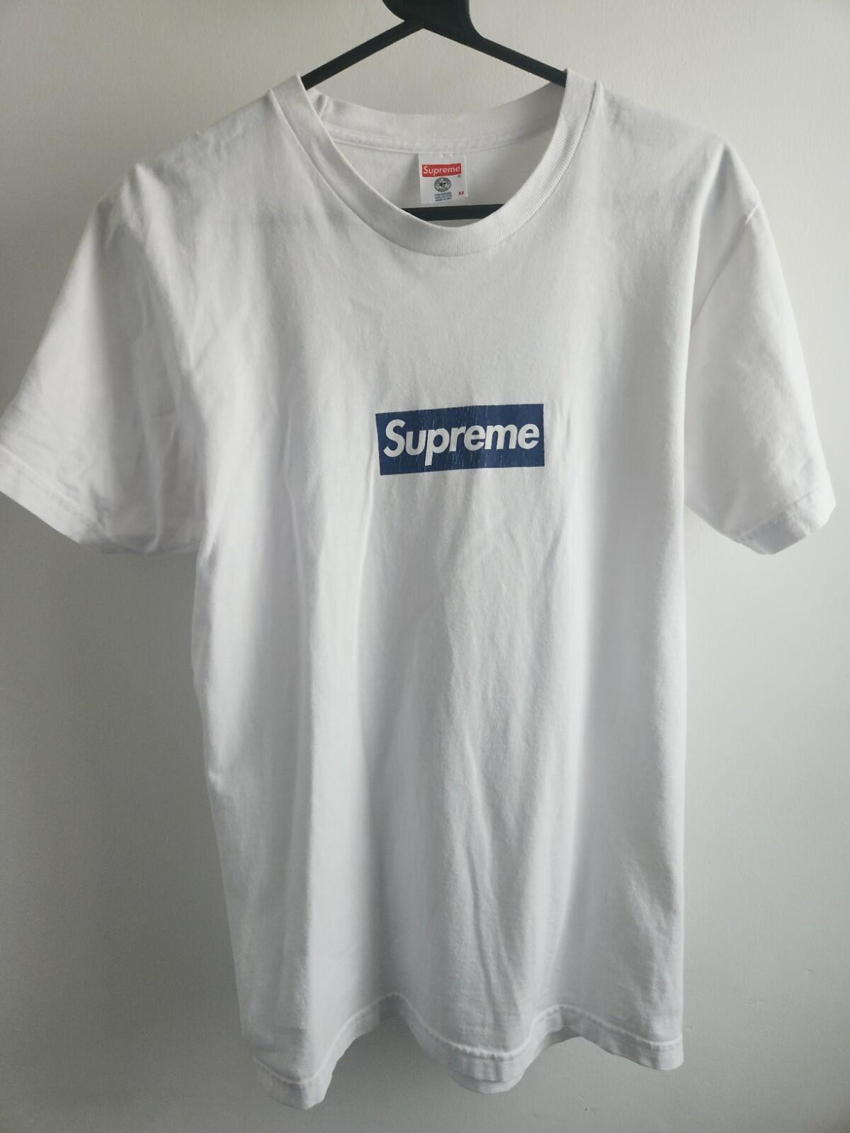 SS15 Supreme New York Yankees Box Logo white tee size M medium T-shirt USA made