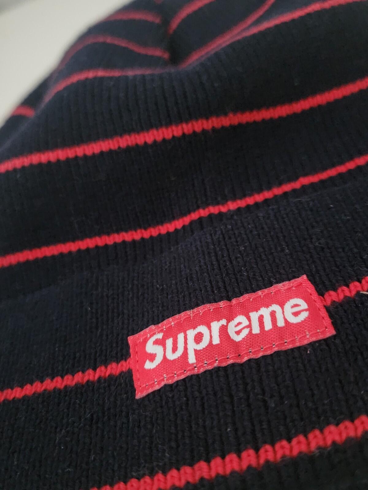 SS15 Supreme Gorro a rayas Azul marino Rojo Sombrero Vintage 2015