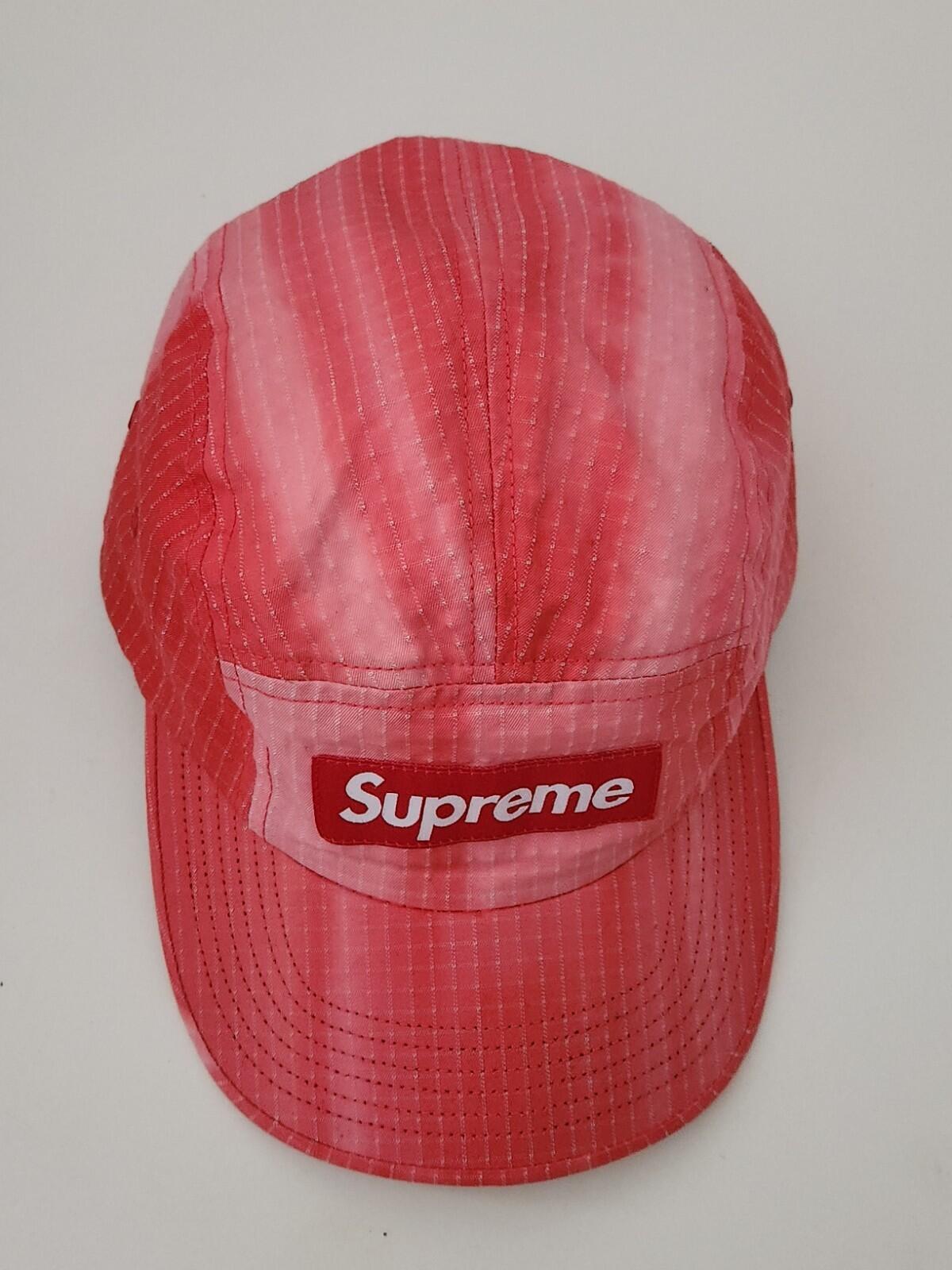 SS19 Supreme Tie Dye Ripstop camp cap Red hat box logo Worn 1x