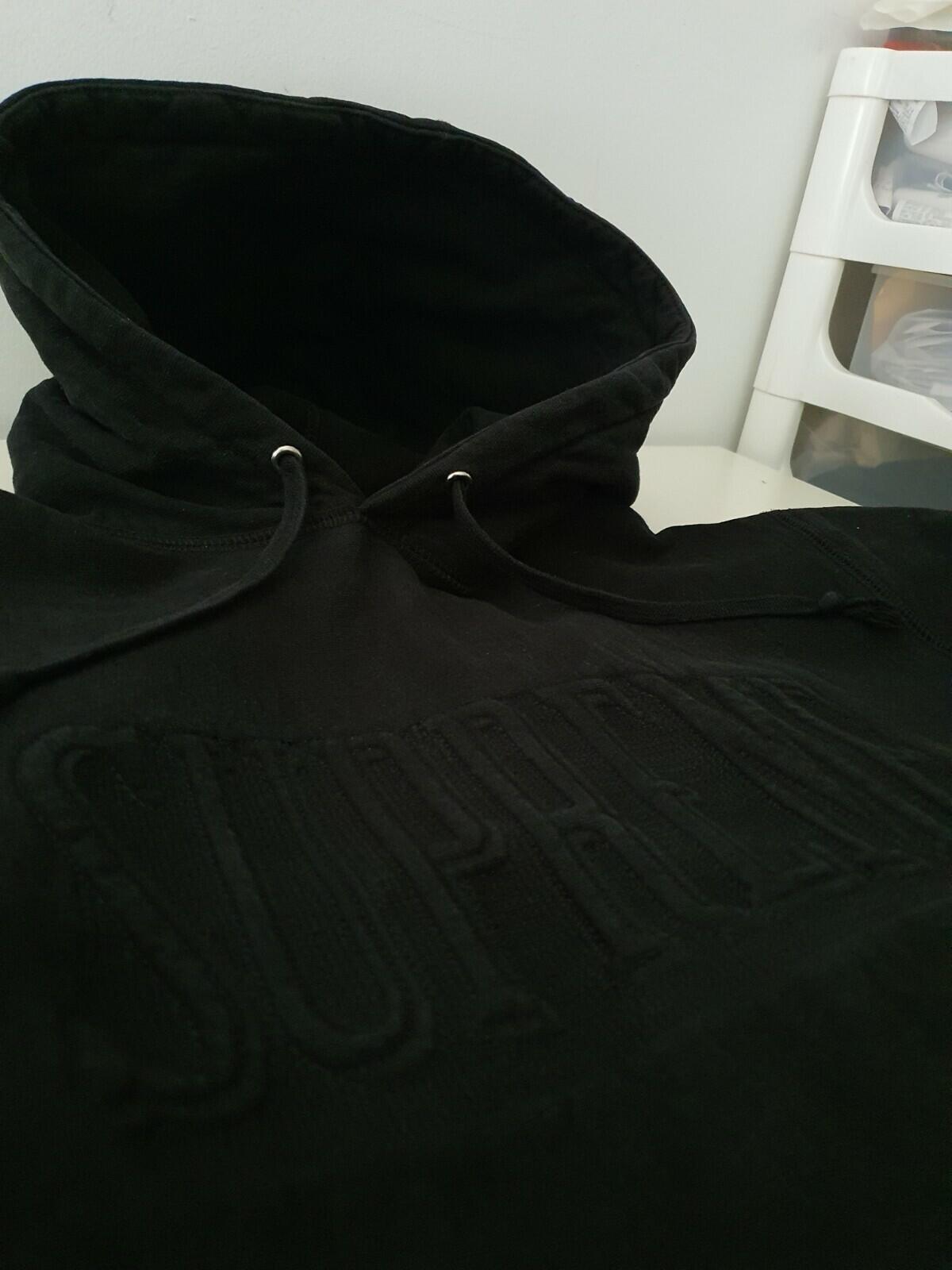 FW16 Supreme Embroidered Outline Hooded Sweatshirt Black hoodie M medium