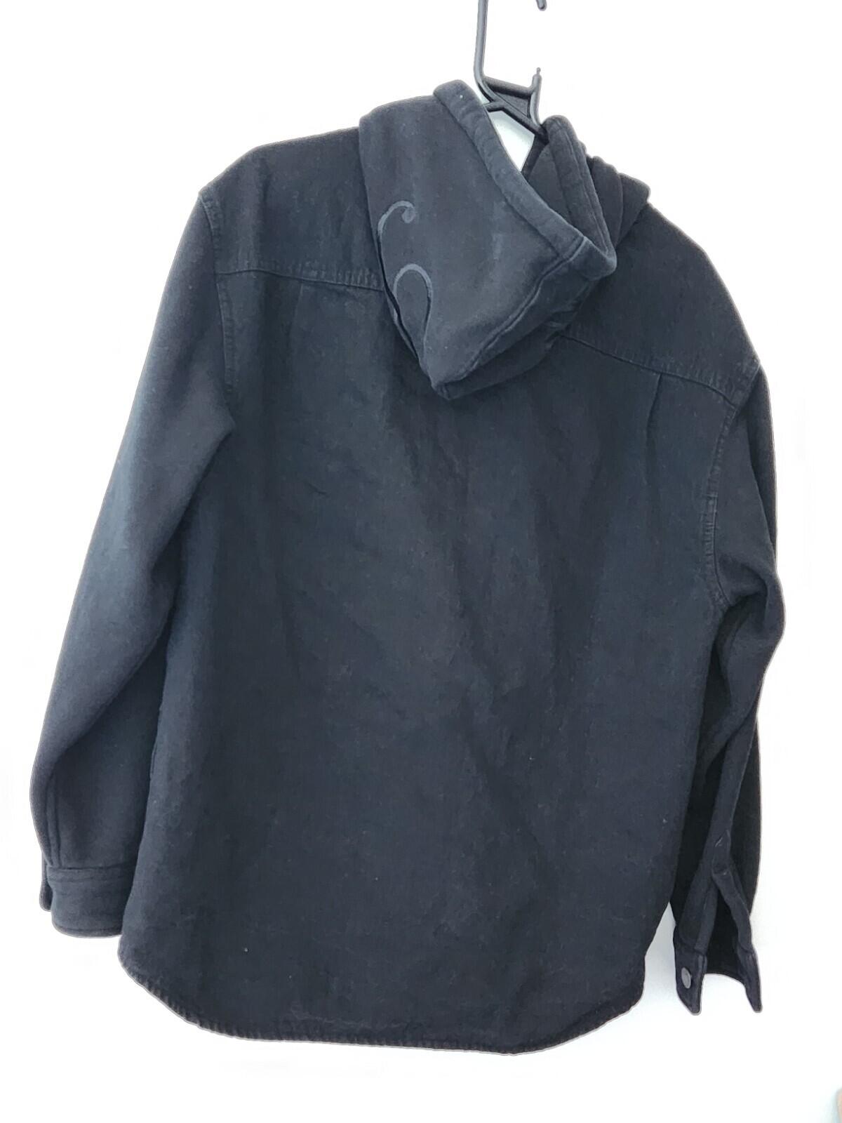 HW22 Supreme Fleece Hooded Denim Hemd S Small Schwarz gestepptes gesticktes Logo