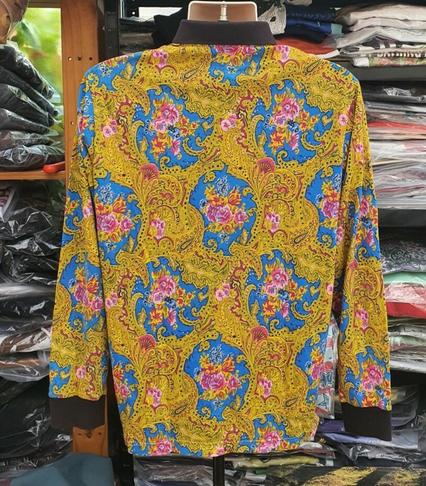FW17 Supreme Paisley L/S Polo Yellow Shirt M