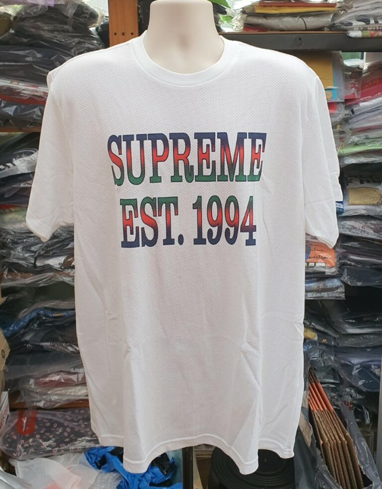 SS20 Supreme Cotton Mesh Gradient Logo Top Tee White Size XL