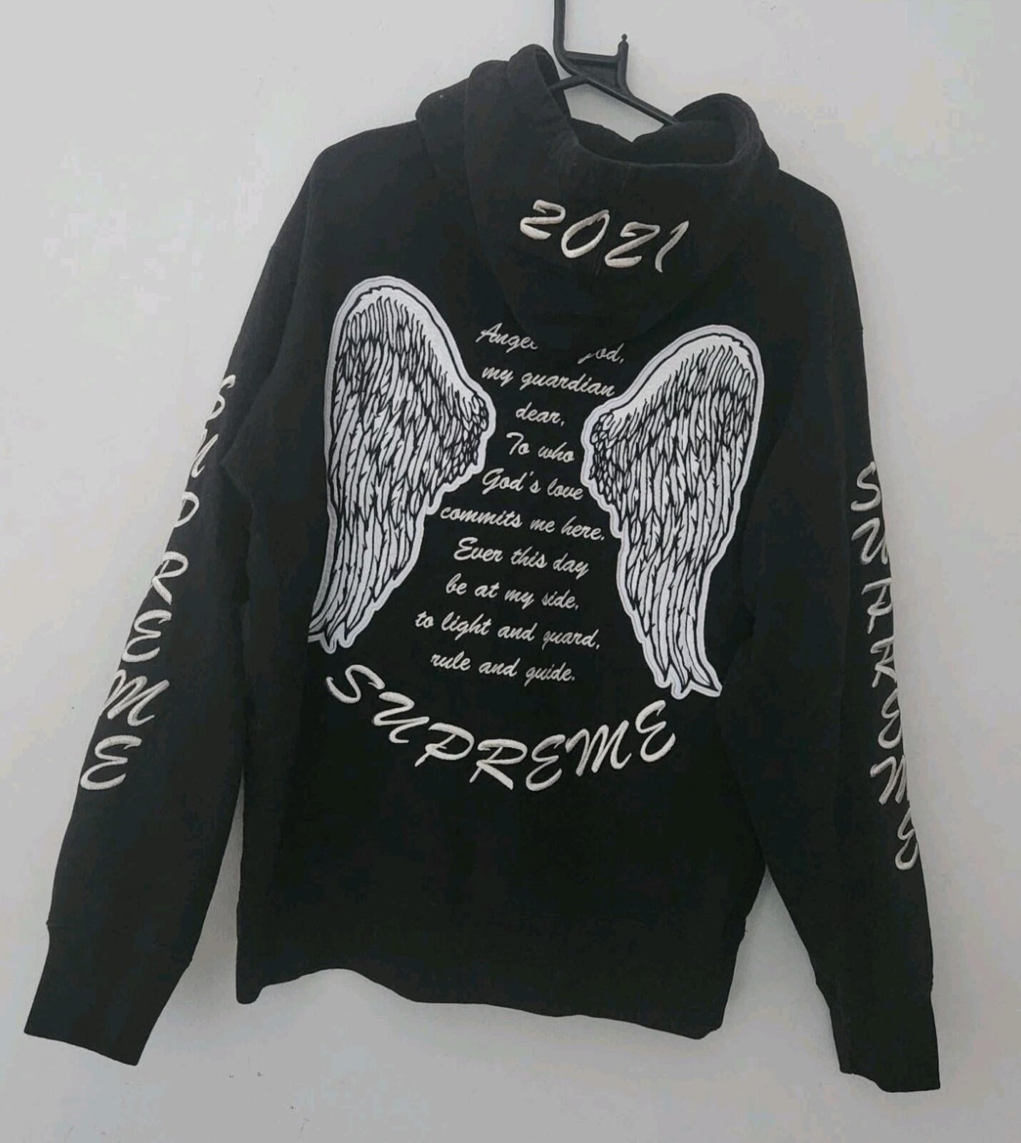 FW21 Supreme Guardian Hooded Sweatshirt black hoodie size M medium Angel Wings