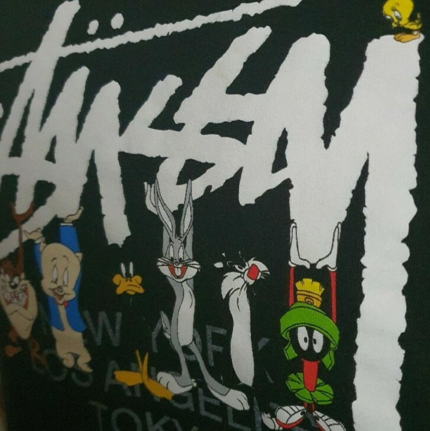 SS14 Stussy Kids Looney Tunes schwarzes T-Shirt Gr. L für Jungen und Mädchen Vintage 2014
