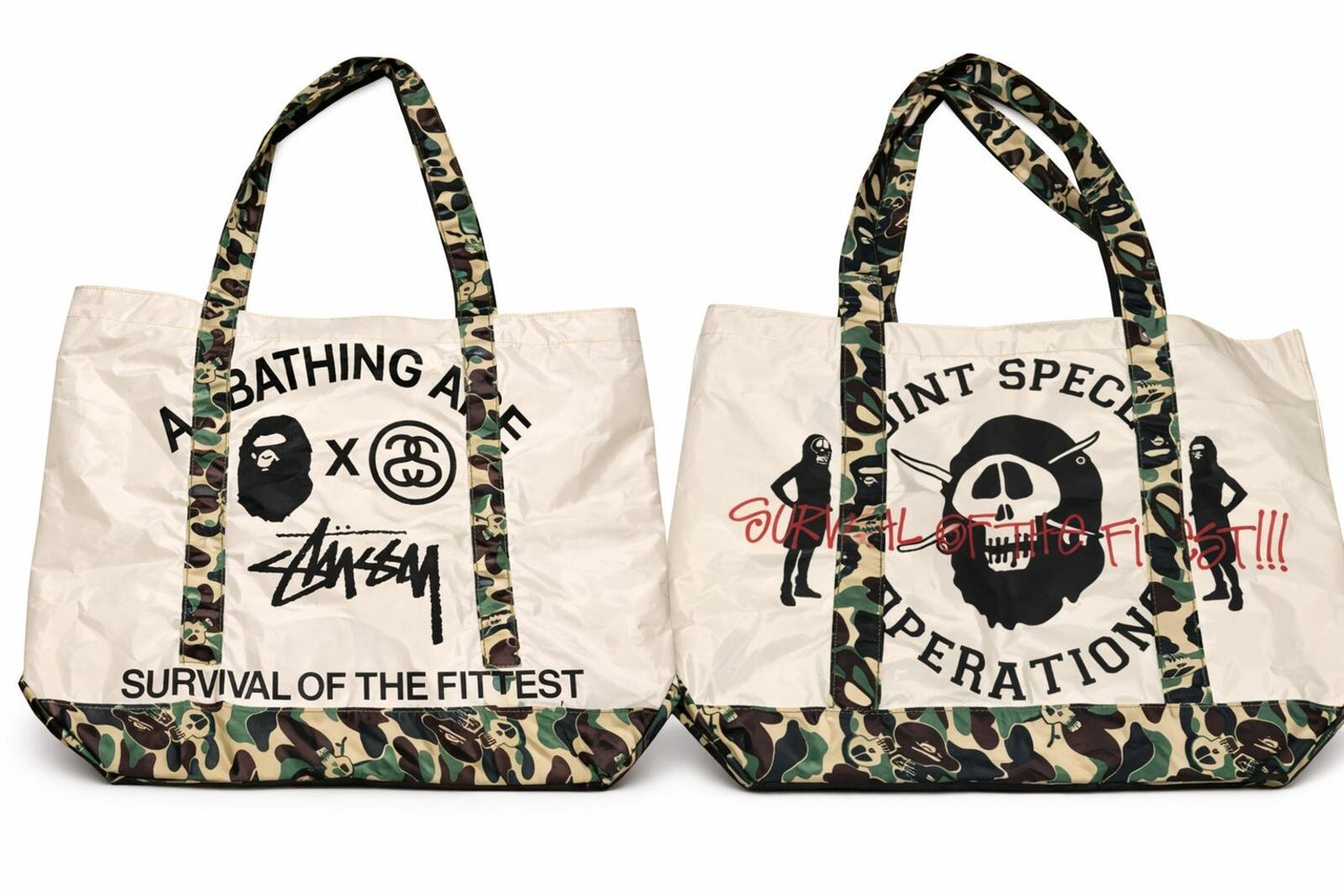 A BATHING APE x STUSSY tote bag Survival Of The Fittest Japan exclusive BAPE