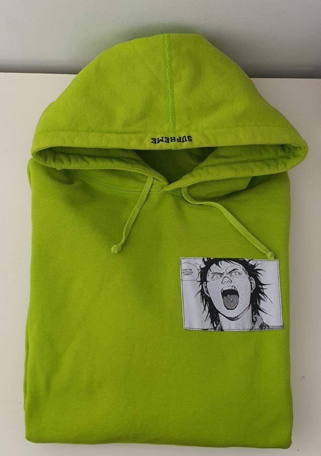 FW17 Supreme x Akira Patches hooded sweatshirt size L large lime hoodie Anime