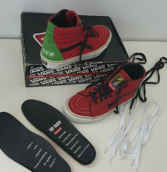 SS08 Supreme Bad Brains Vans Sk8-Hi Rot/Grün US 8.5 EUR 41 UK 7.5 Vintage 2008