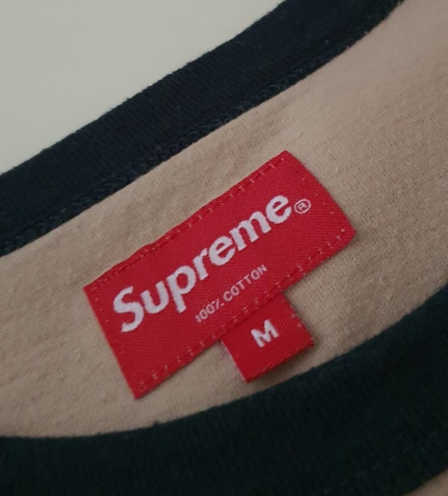 SS18 Supreme Team Ringer Tee size M medium tan T-shirt