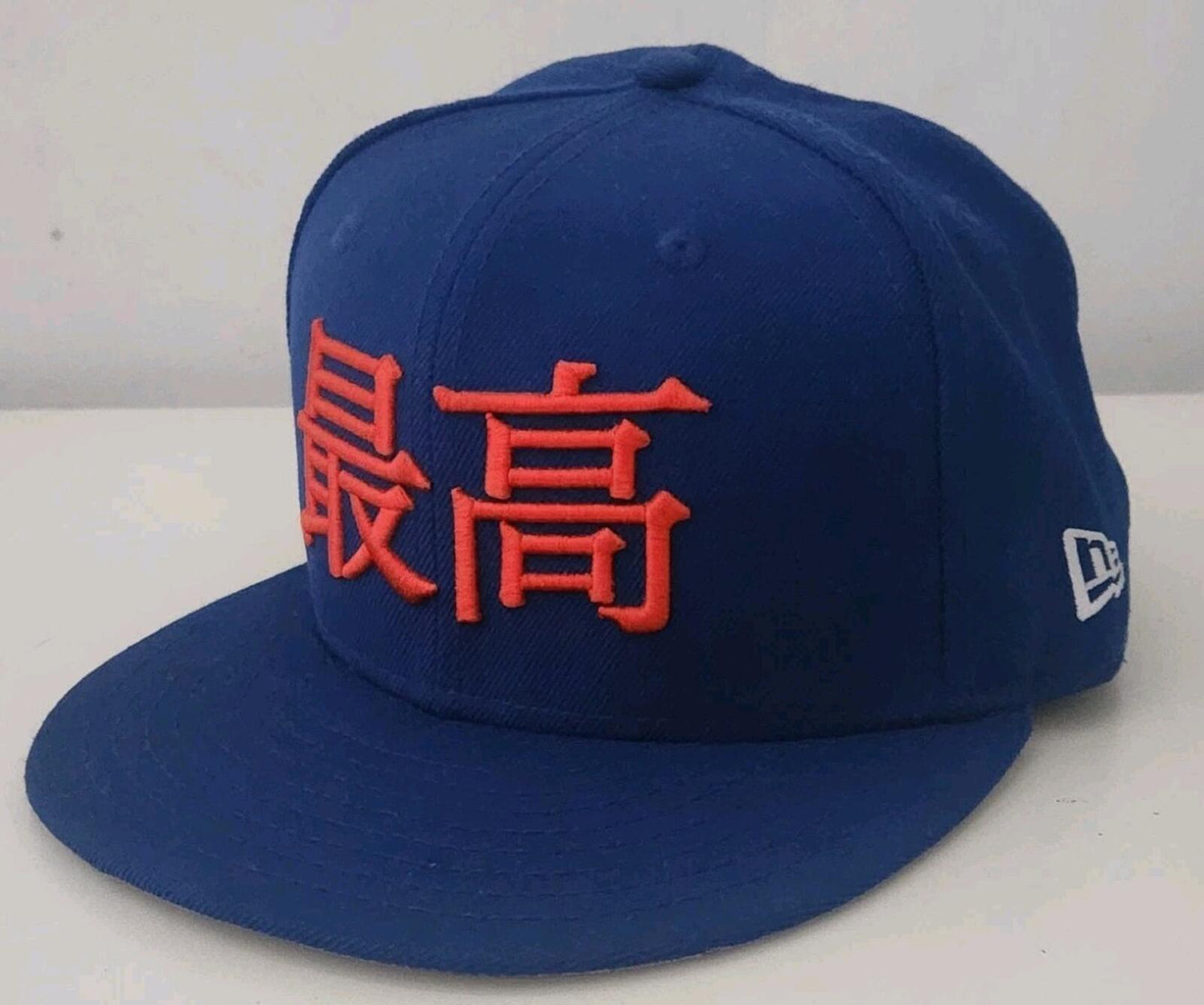 SS15 Supreme Kanji Logo New Era Size 7 3/8 Blue Wool Cap Vintage hat 2015