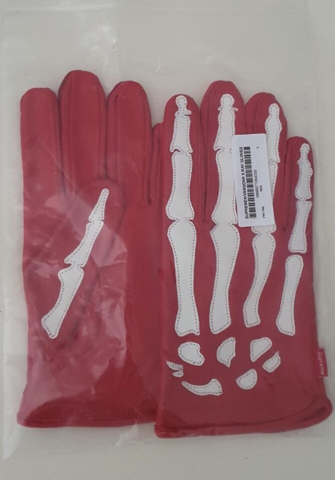 FW17 Supreme x Vanson Leather X-Ray gloves red size L large New