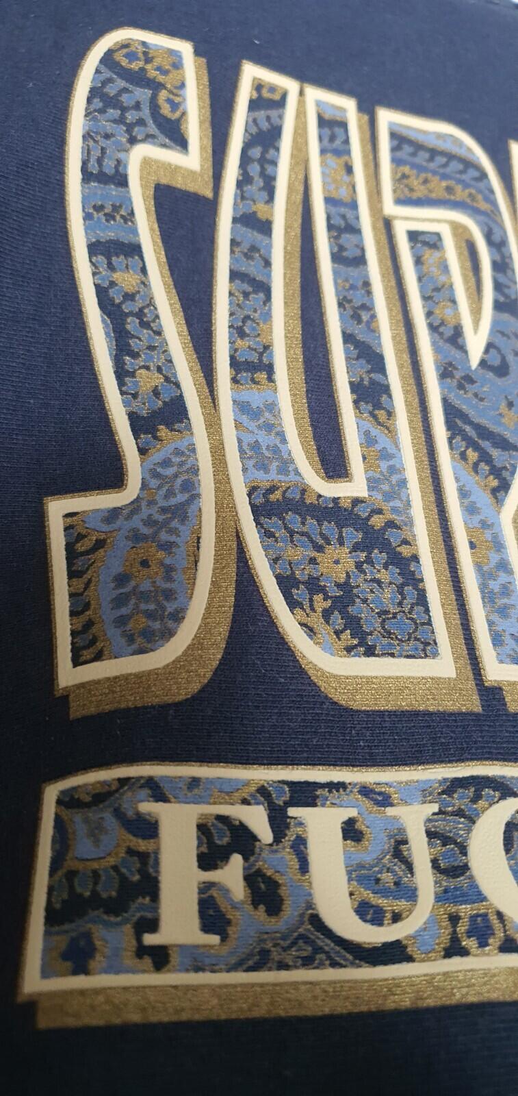 Sudadera con capucha FW17 Supreme FUC K EM ALL talla M mediana azul marino