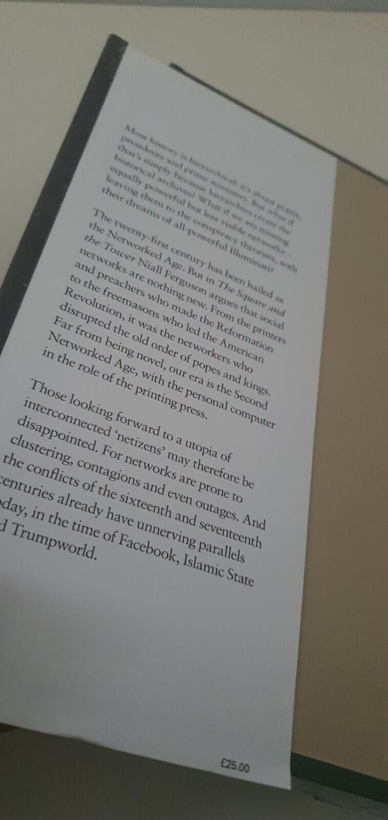 NIALL FERGUSSON The Square and the Tower : Networks, Allen Lane book RRP £25 New
