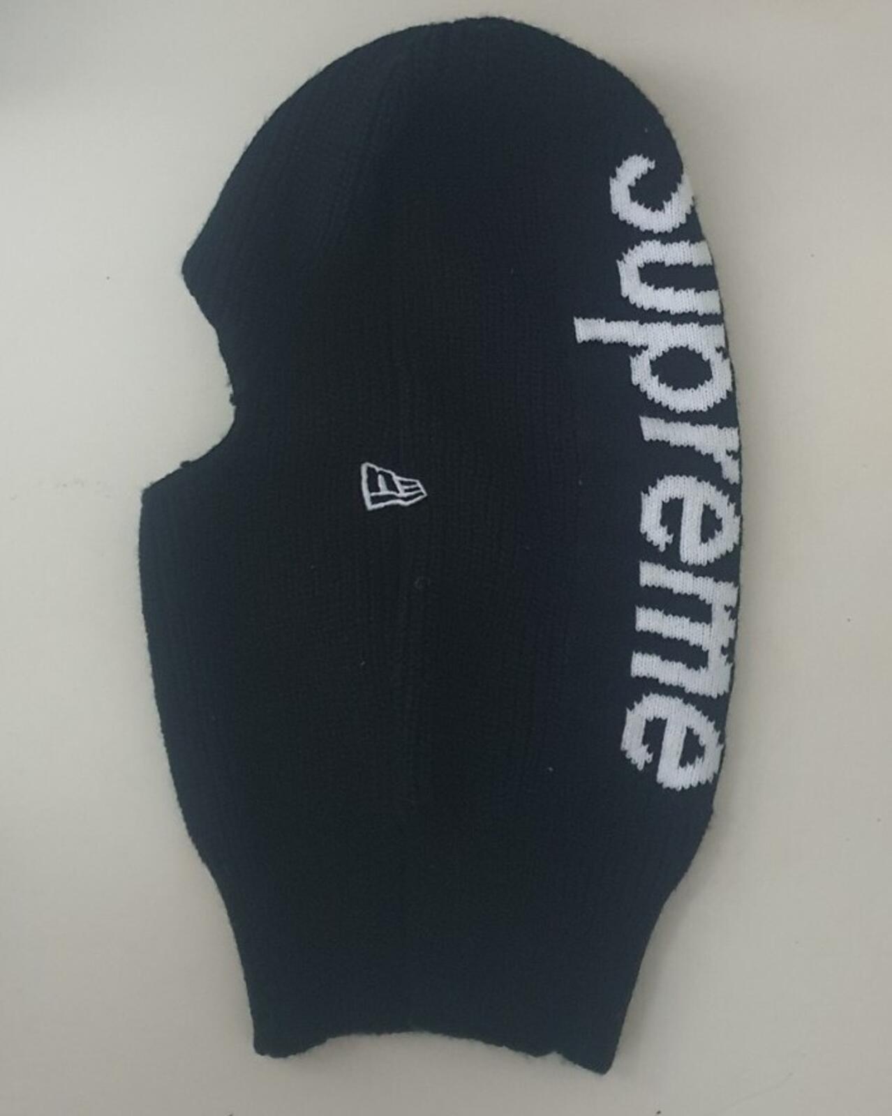 FW20 Supreme New Era Balaclava Black White Jacquard Logo Embroidery
