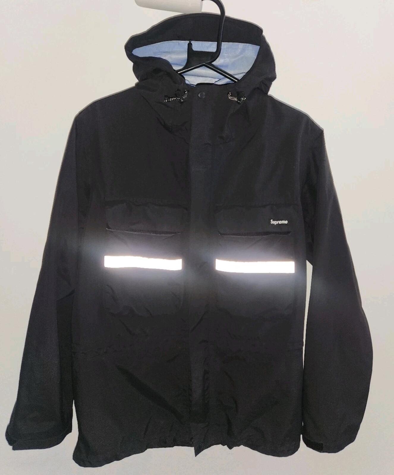FW14 Supreme Hi Vis Taped Seam Jacket Black Waterproof Breathable Vintage Coat